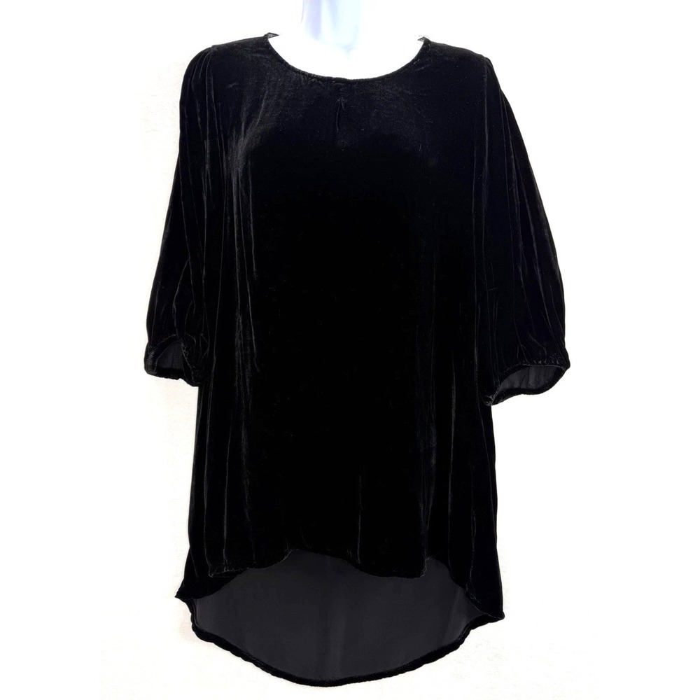 Bryn Walker Women's Black Velvet High-Low Tunic Top Size XS